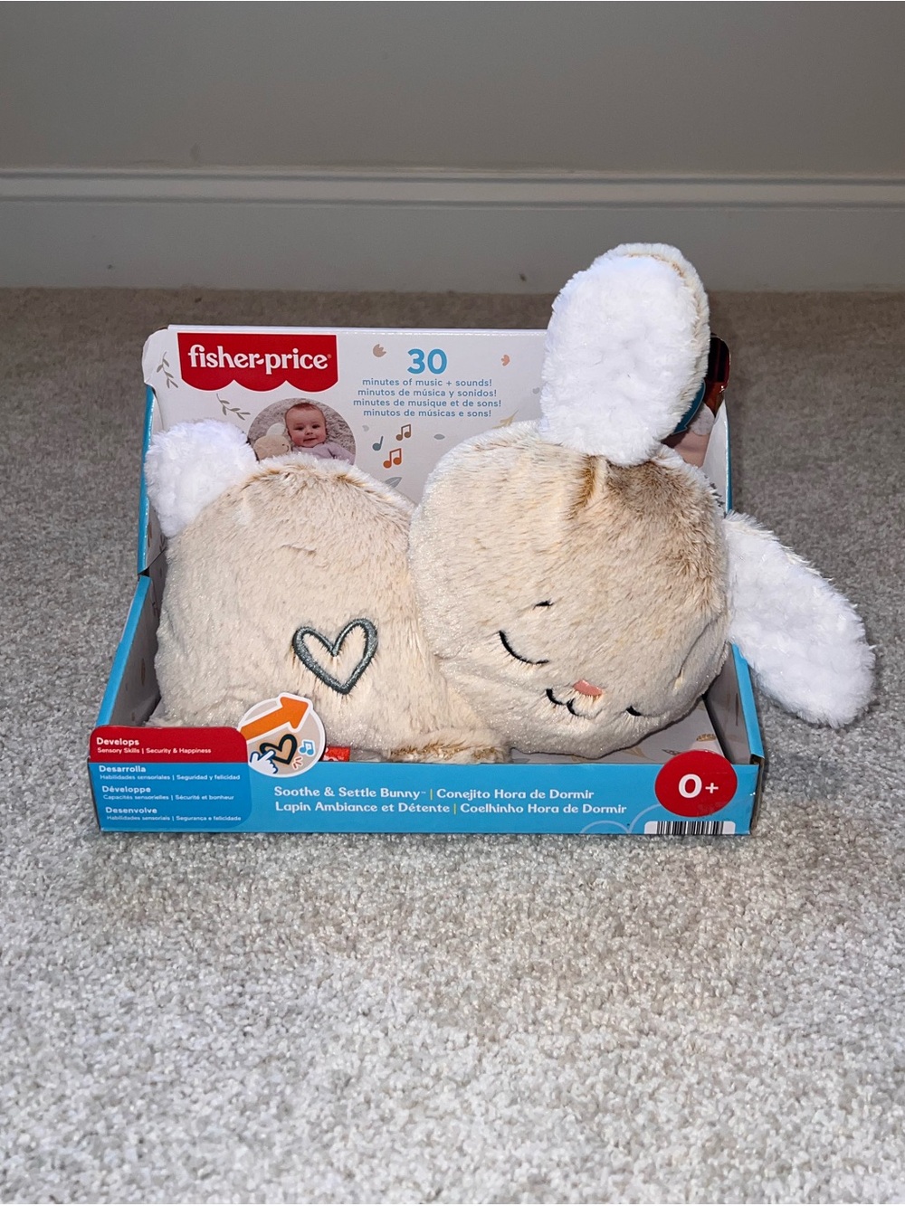 Fisher-Price Soothe & Settle Bunny Baby Toy, Ages 0+ Months